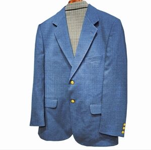 Stafford Gray 2 Buttons Blue Sport Coat Blazer Gold Buttons Textured 42S